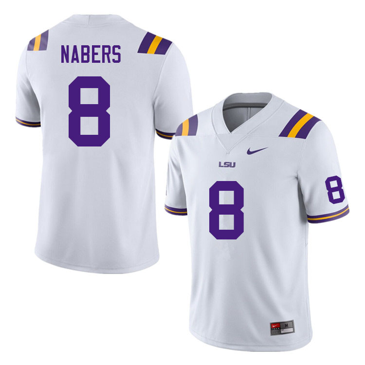 Men #8 Malik Nabers LSU Tigers College Football Jerseys Sale-White - Click Image to Close